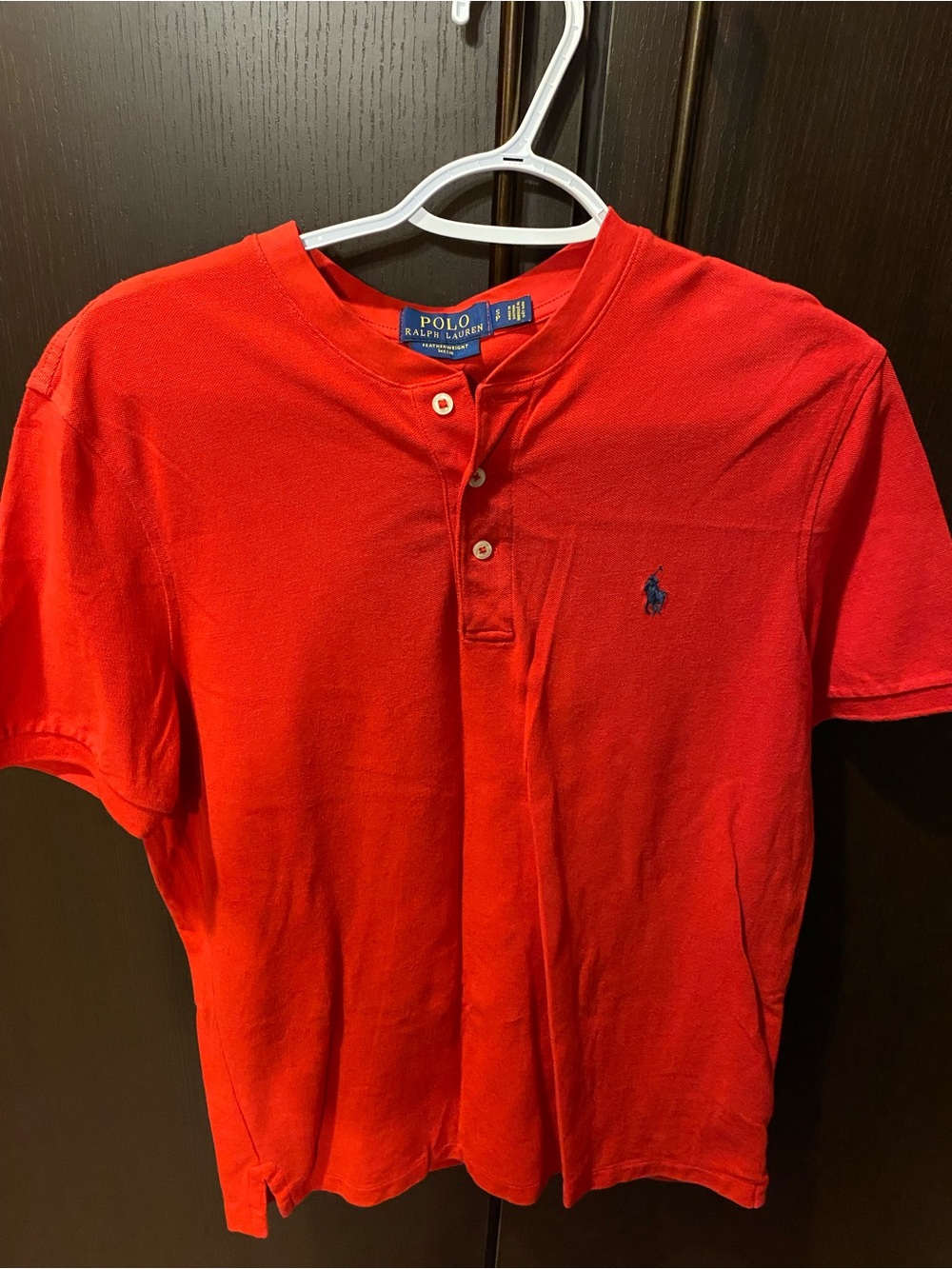Polo by Ralph Lauren Red Short-Sleeve Henley with Navy Logo